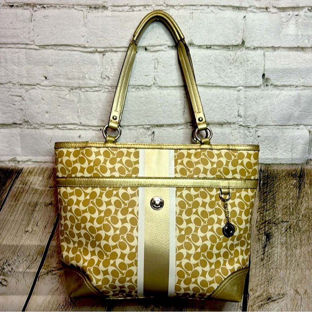 Coach Gold and Cream Shoulder Bag